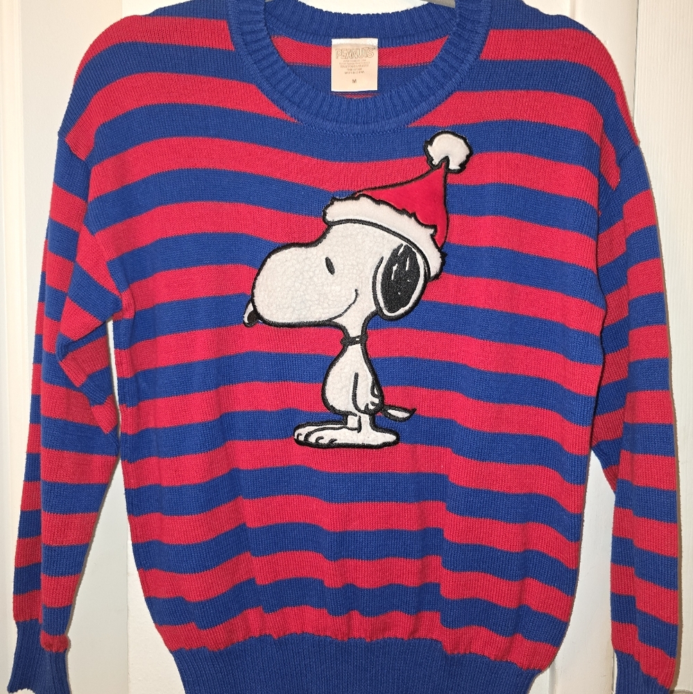 Peanuts Red and Blue Crewneck Sweater Striped Classic
